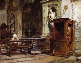 Raimundo de Madrazo. Interior de iglesia italiana