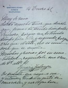 Carta manuscrita de Ignacio Zuloaga