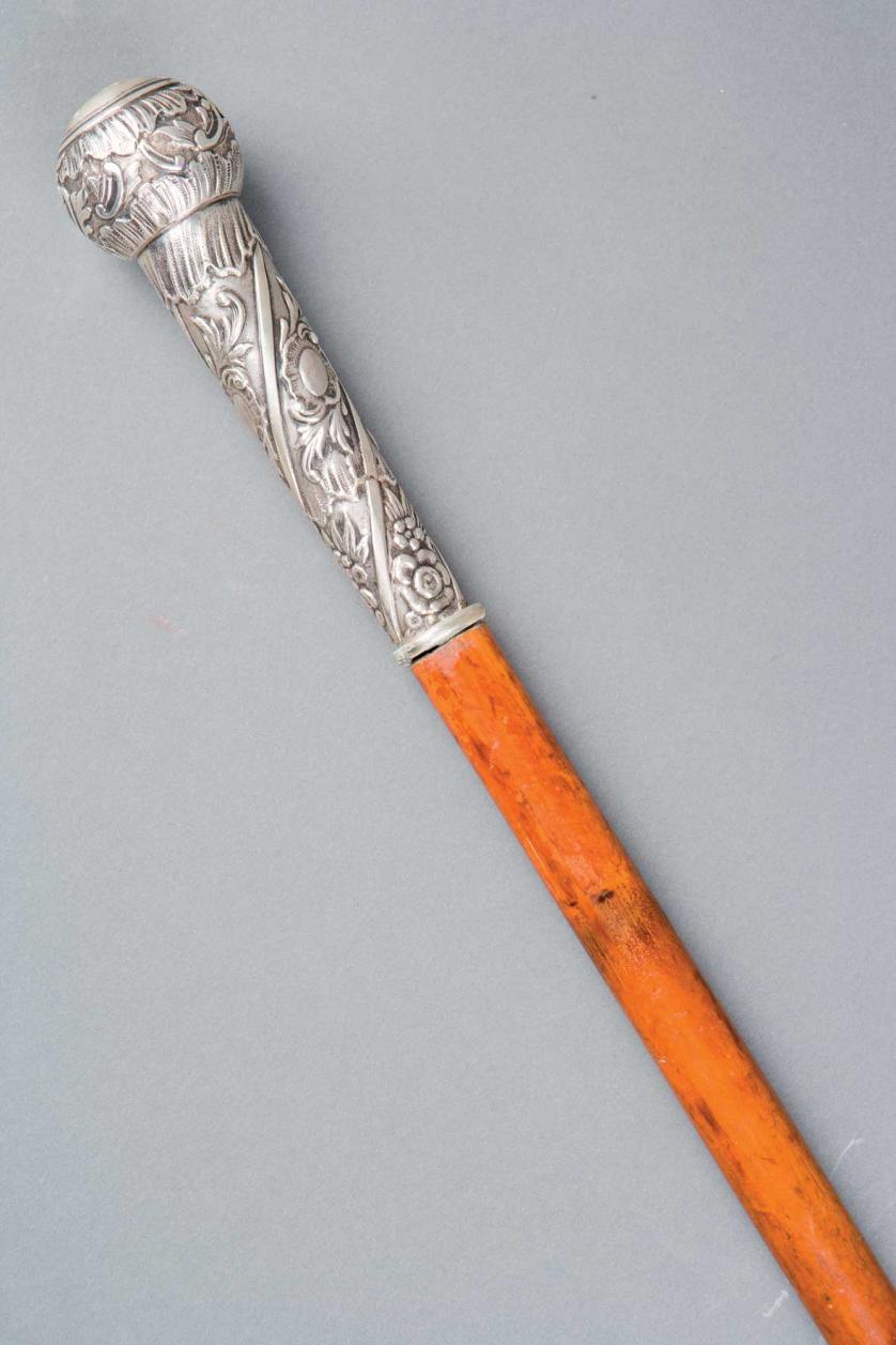 Wooden staff with silver handle