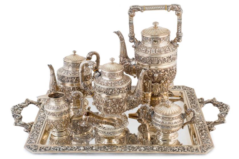 A Spanish silver coffee set. 20th Century