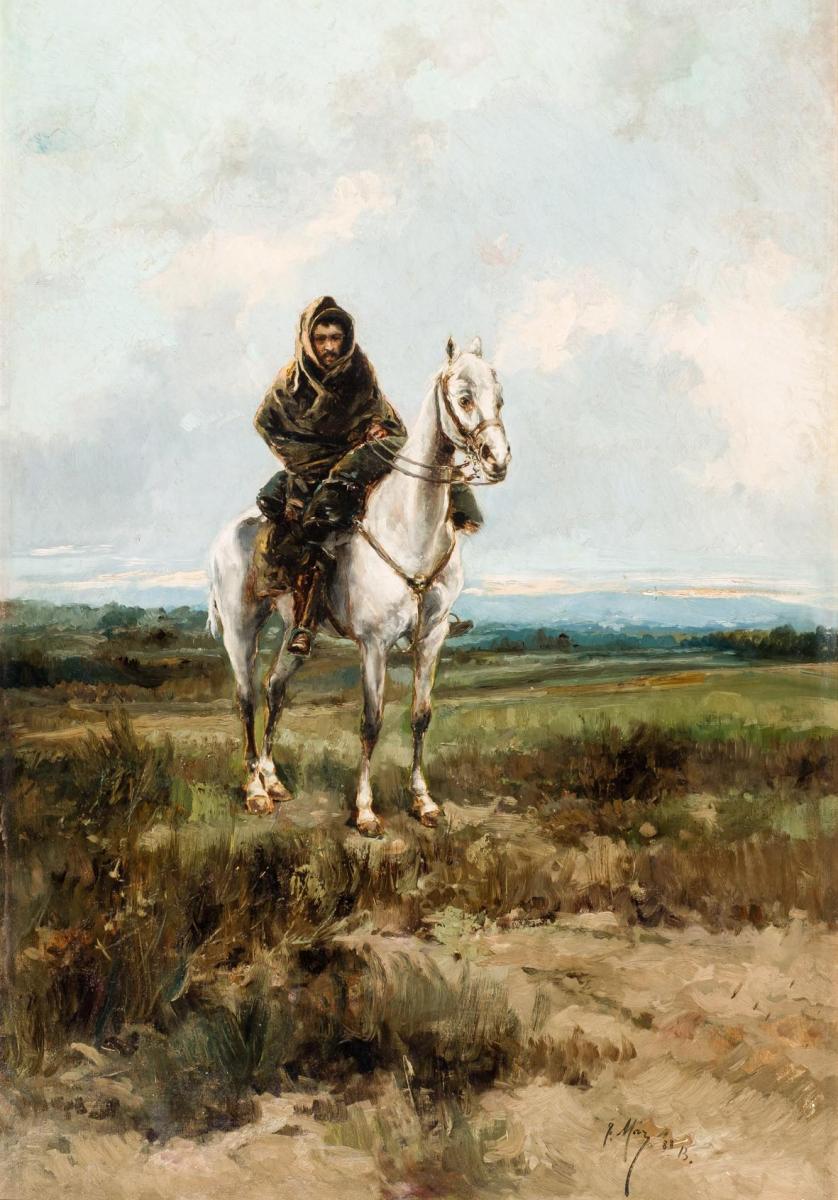 Escuela Española S. XIX. Soldado a caballo