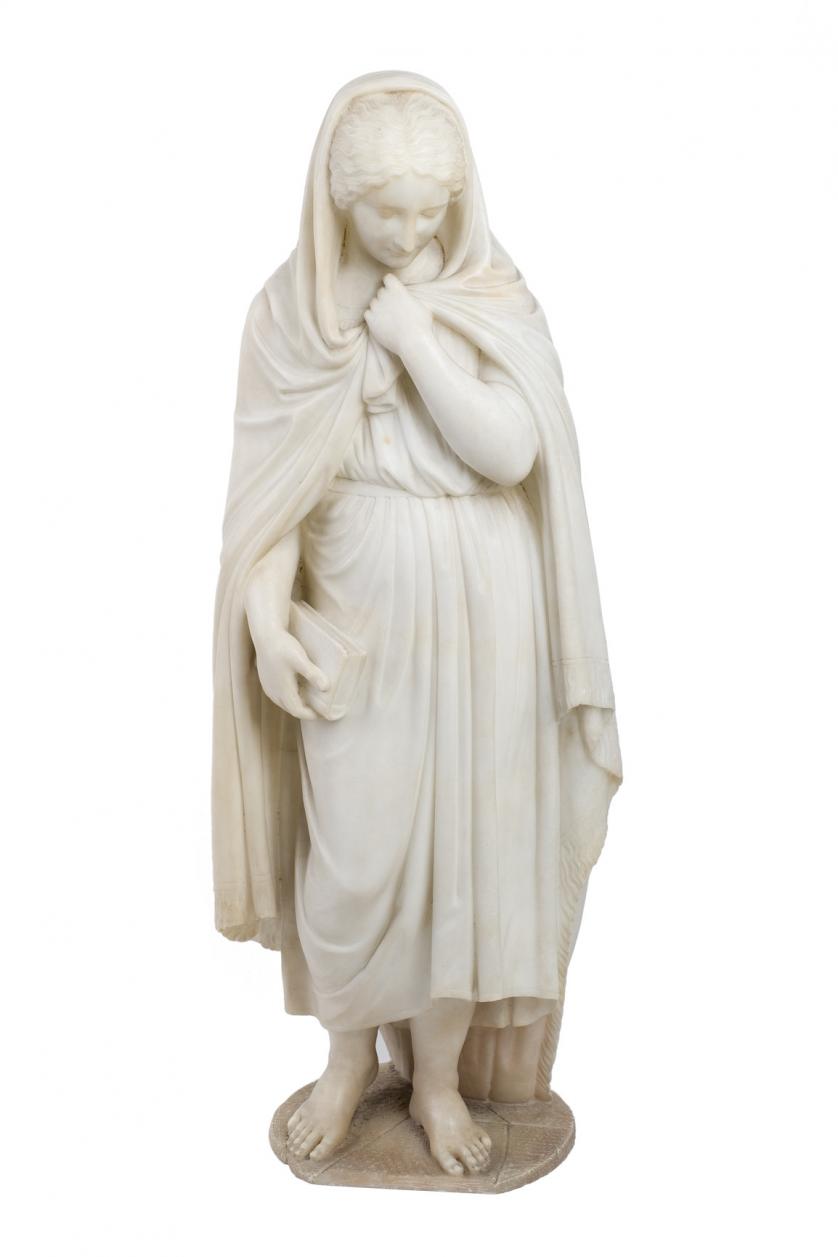 Escultura dama de alabastro. Italia S. XIX