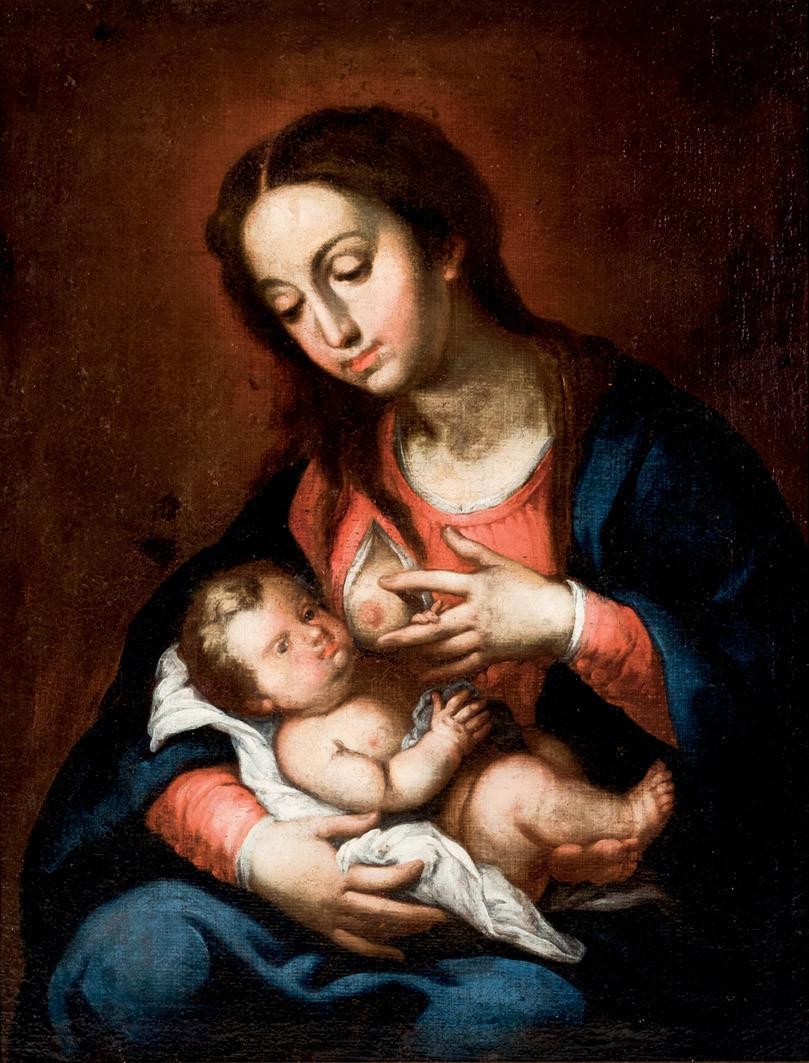 17th C. Spanish School. Virgin with Child