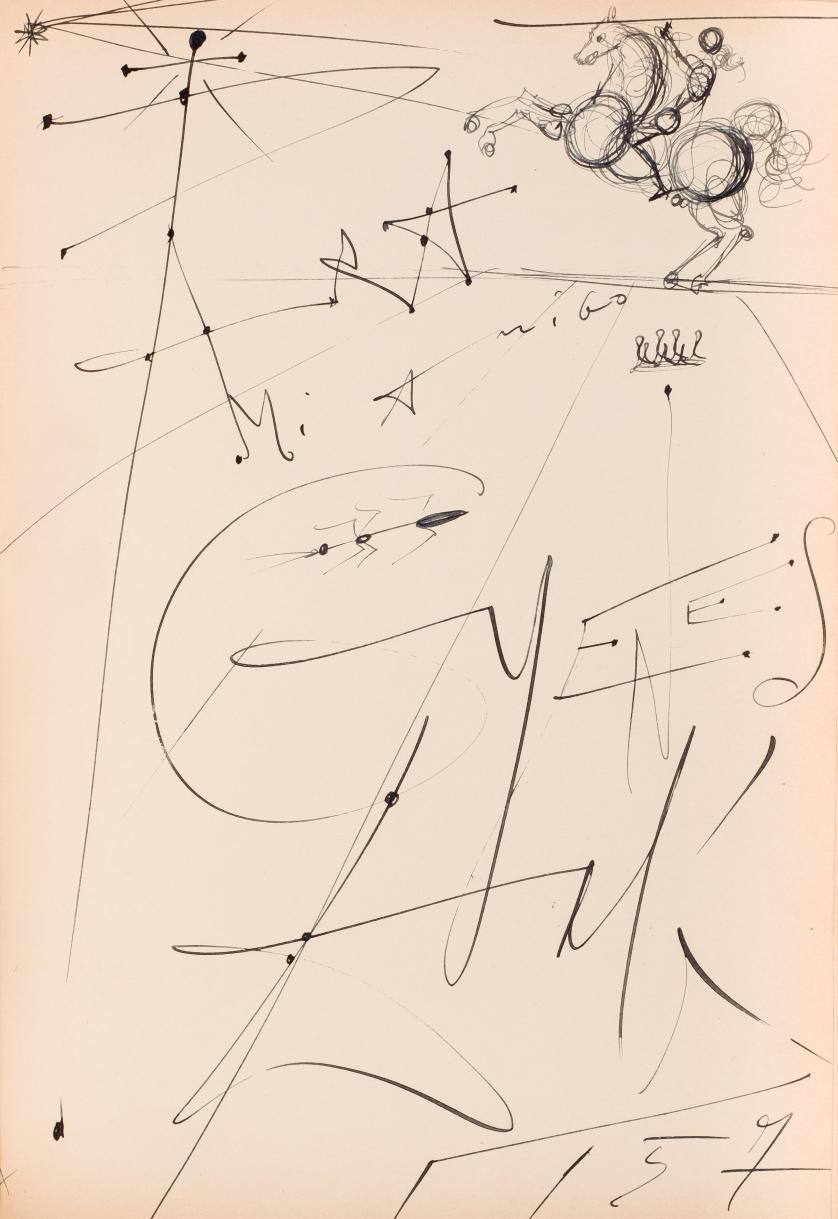 Juan Gyenes. Visitors book with a drawing by Dali