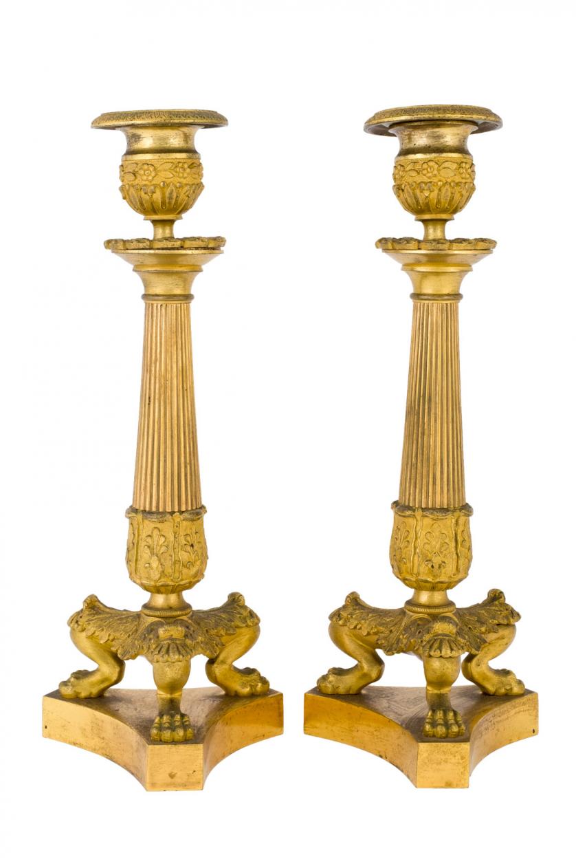 Pareja de candeleros Imperio. Francia S. XIX