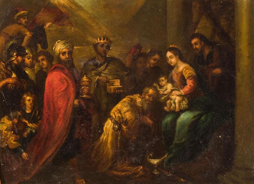 Escuela Española S. XVII. Adoración de los Reyes