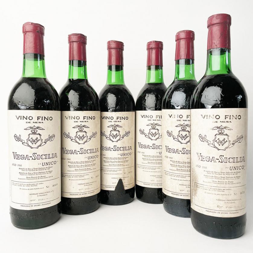 6 botellas de Vega Sicilia Unico 1961