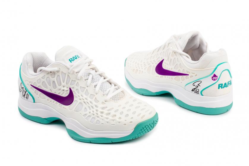 pair of Nike sneakers donated by Rafa Nadal