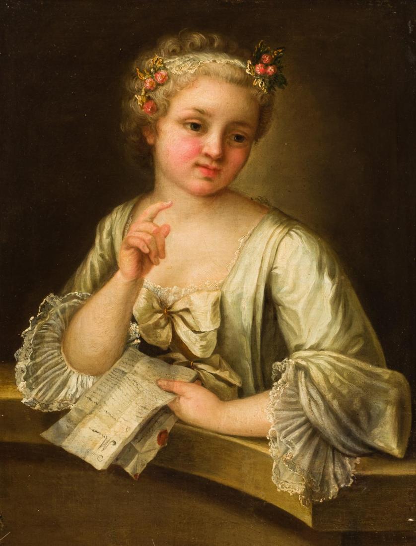 18th C. French School. Lady reading a letter