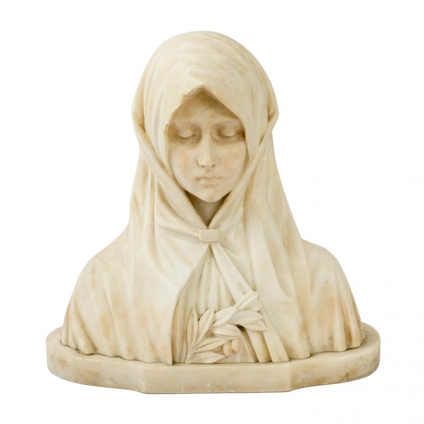 Emilio Zocchi Busto de dama en marmol  S. XIX
