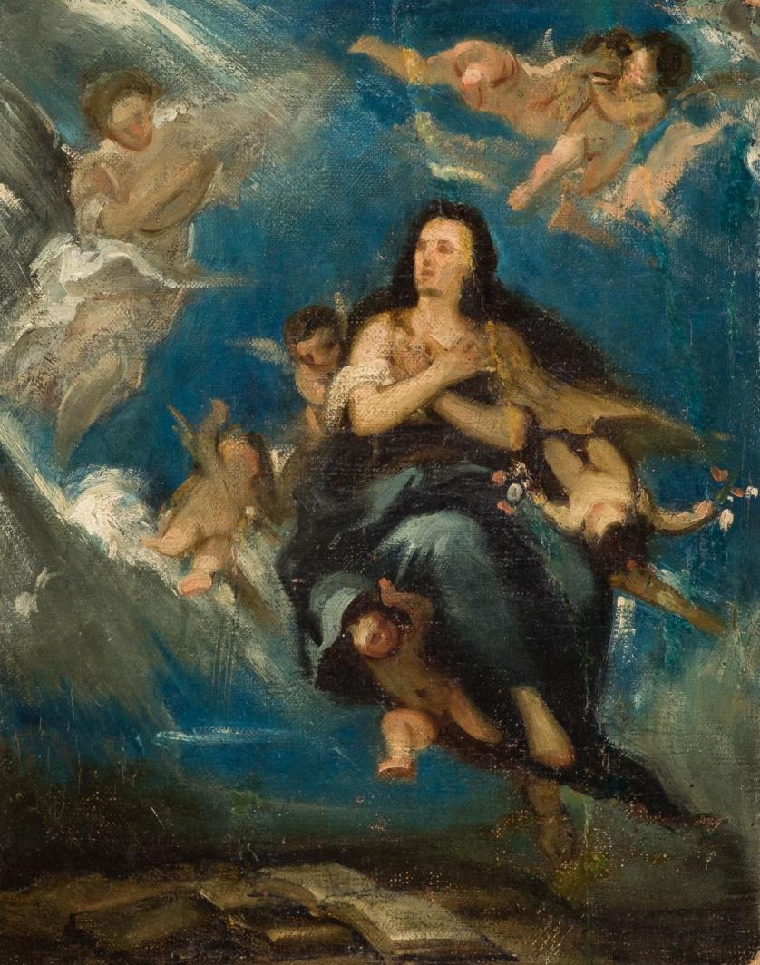 Escuela Española S. XIX. Magdalena y ángeles