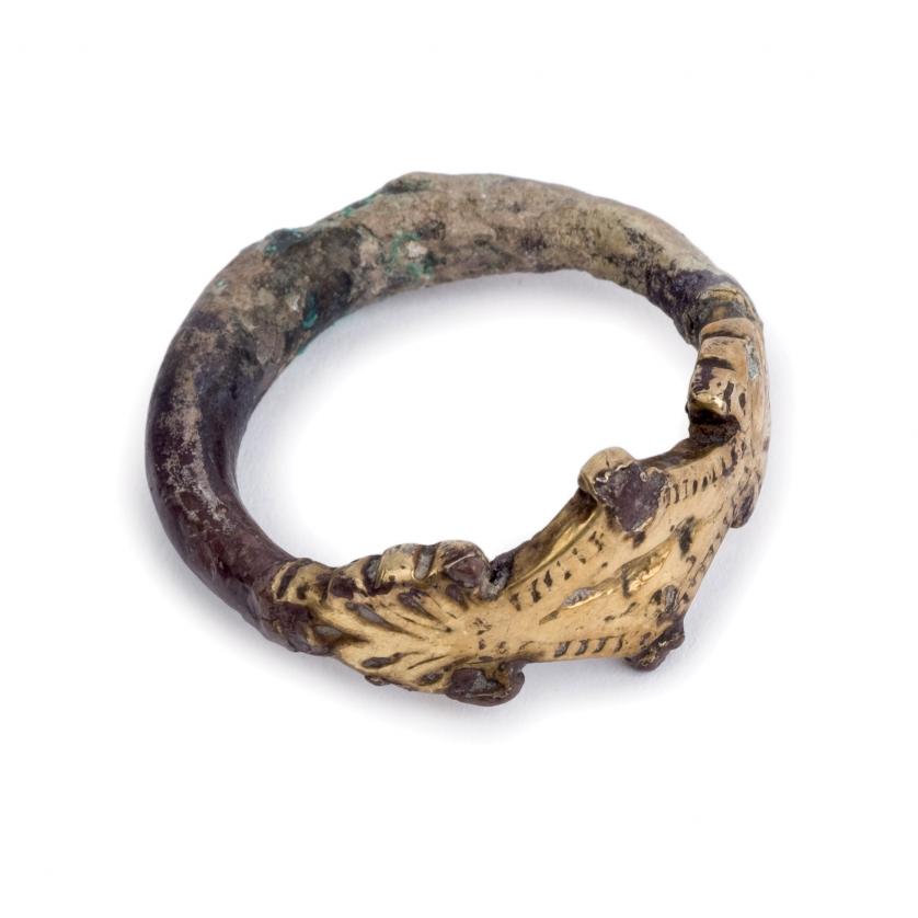 Gold and silver greek ring