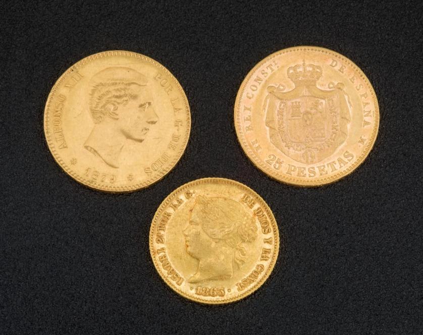 Lote de 18 monedas españolas de oro