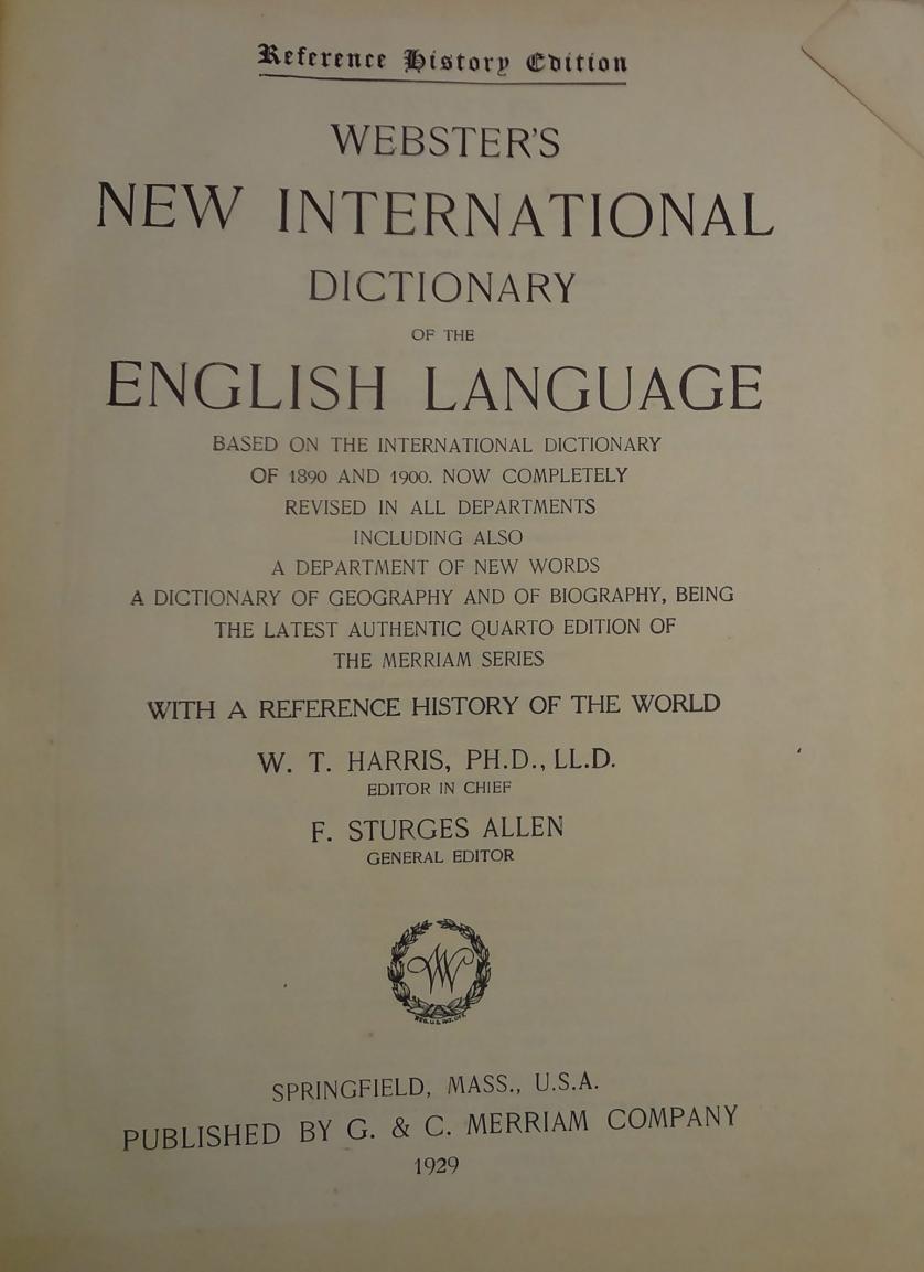 Webster´s new international dictionary