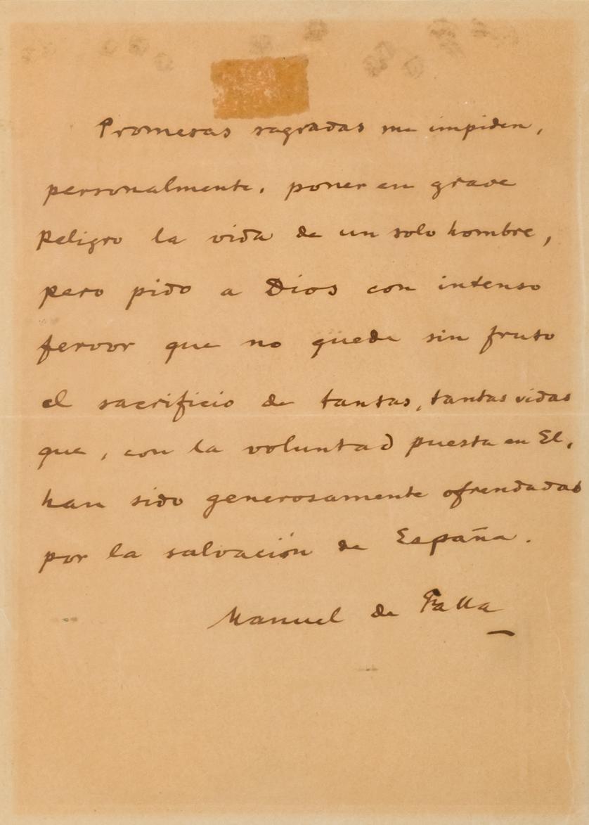 Manuel de Falla. Manuscrito