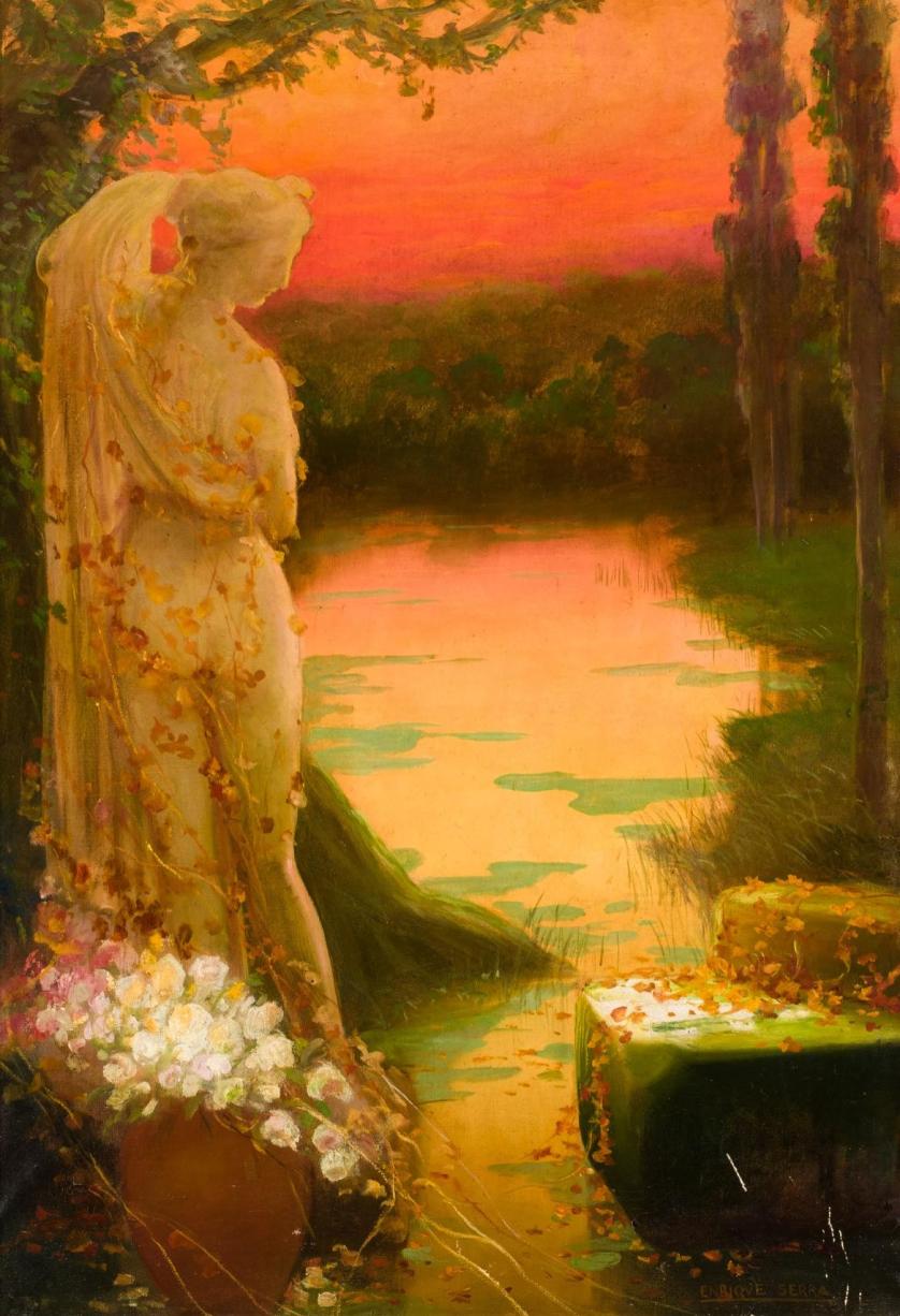 Enrique Serra. Estatua y lago