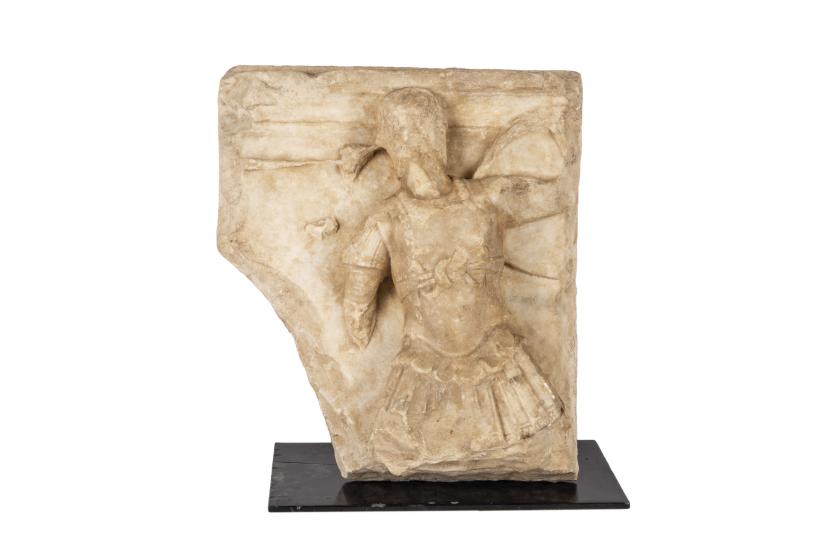 Fragment of sarcophagus with a soldier