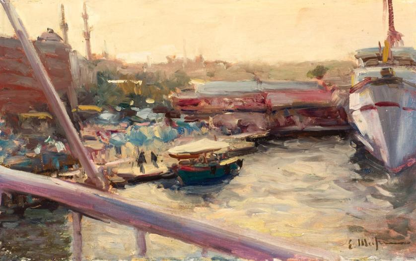 Eliseo Meifrén. Barcos en el puerto