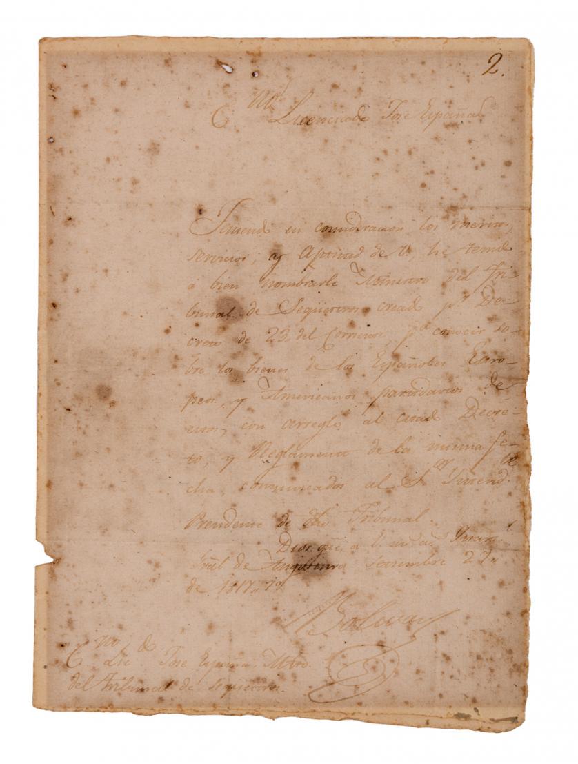 Signed letter by Simon Bolivar