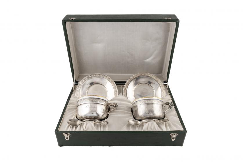 A silver plated broth set 20th Century