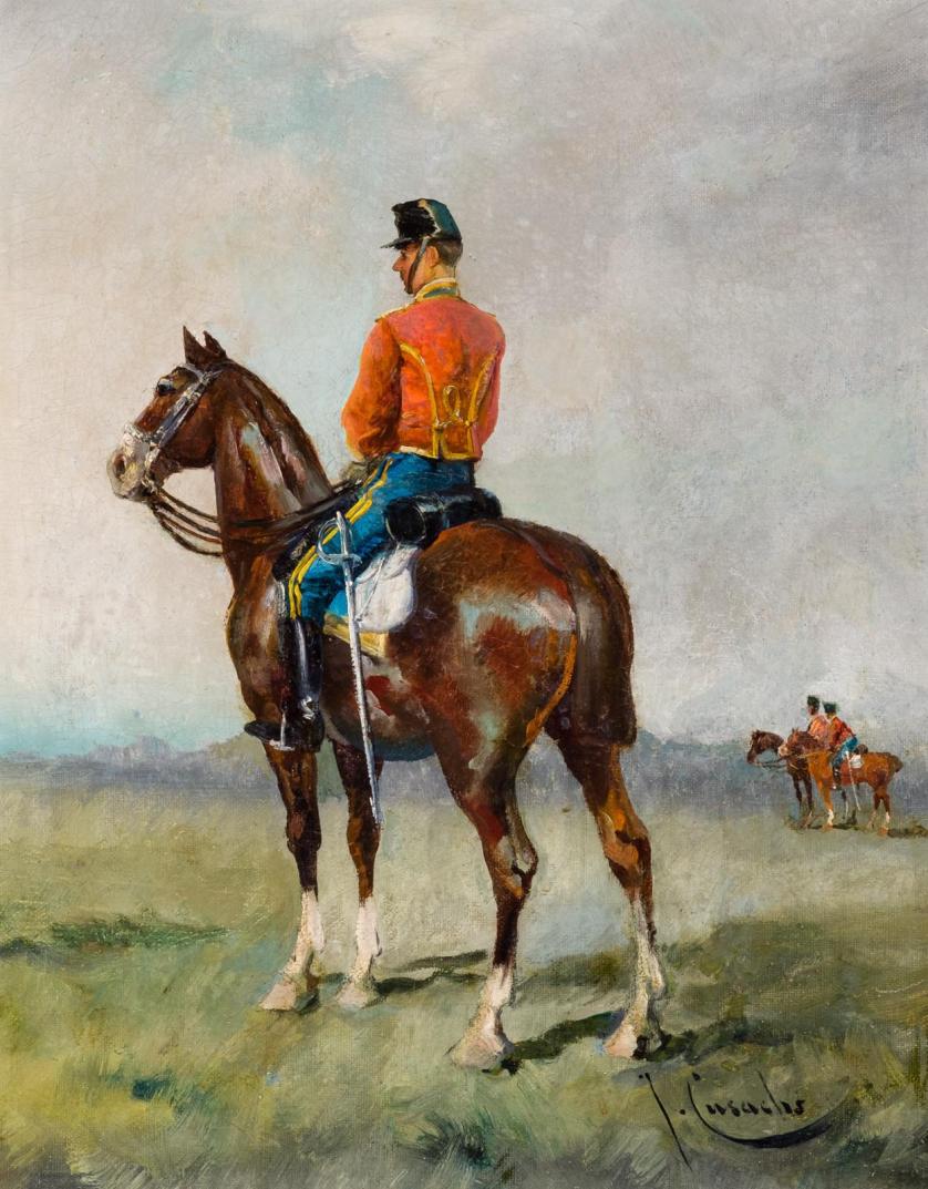 Josep Cusachs. Soldier on horseback