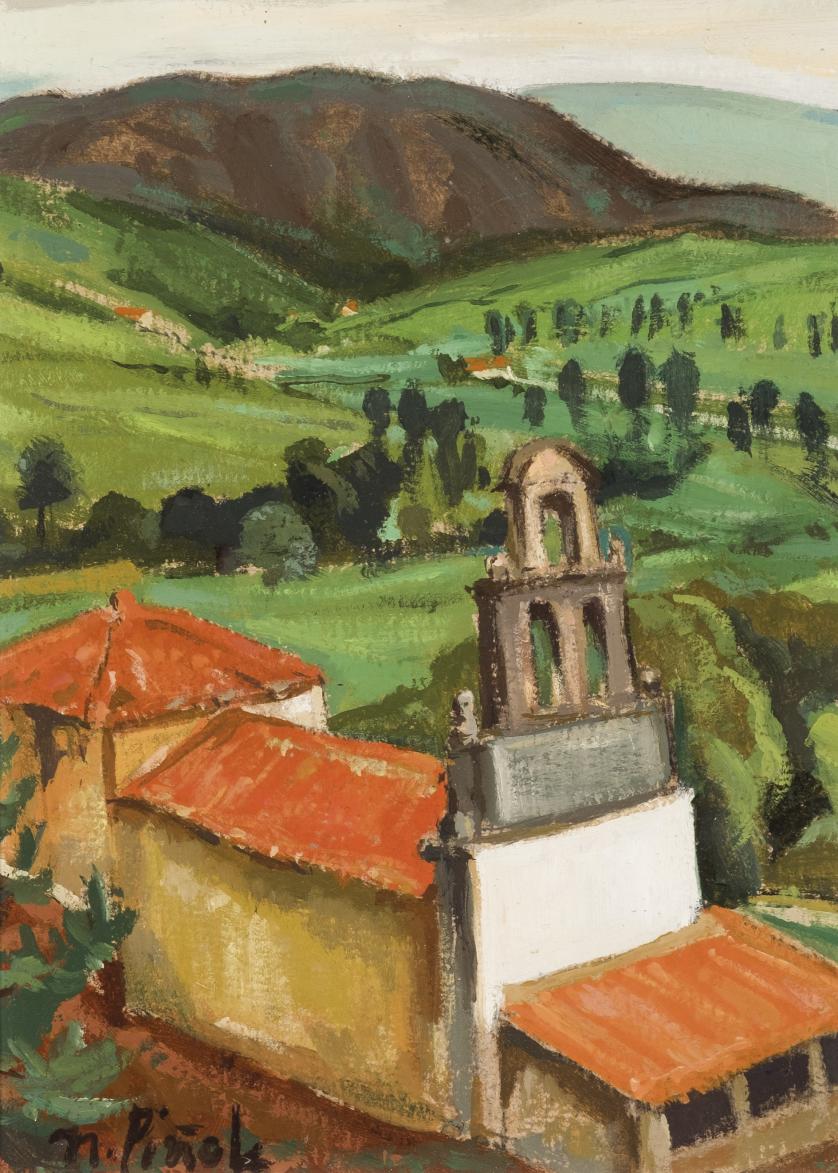 Nicanor Pinole and Rodriguez. Landscape with church