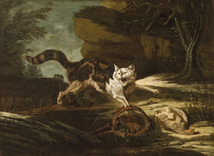 Jean-Baptiste Oudry. Cat caught by a stock