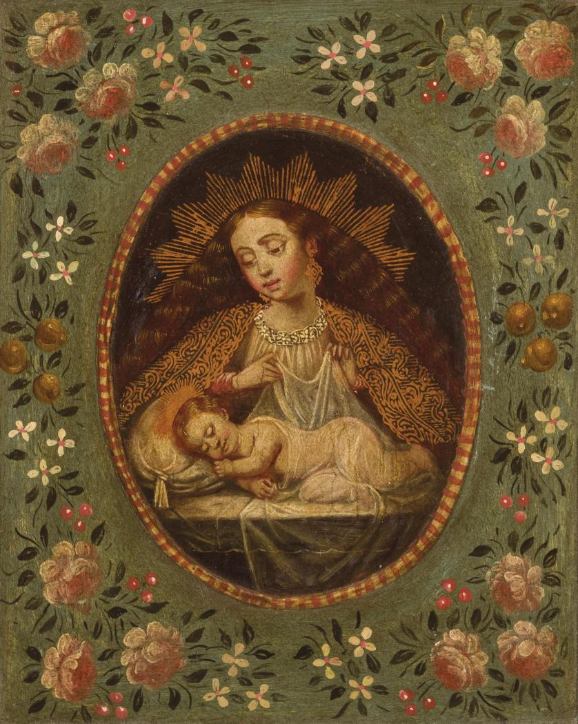 Escuela Colonial S. XVIII. Virgen con Niño