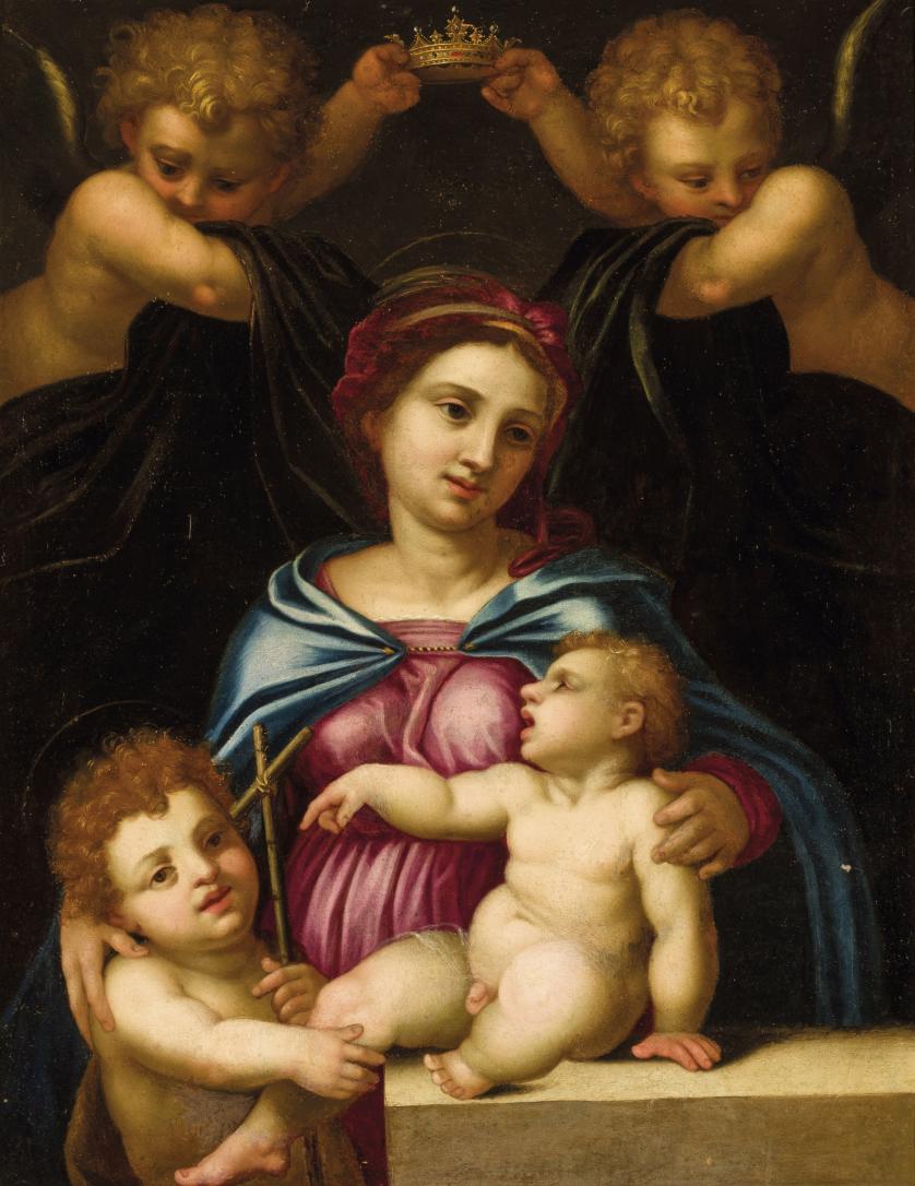 Escuela Italiana S. XVII. Virgen con Niños