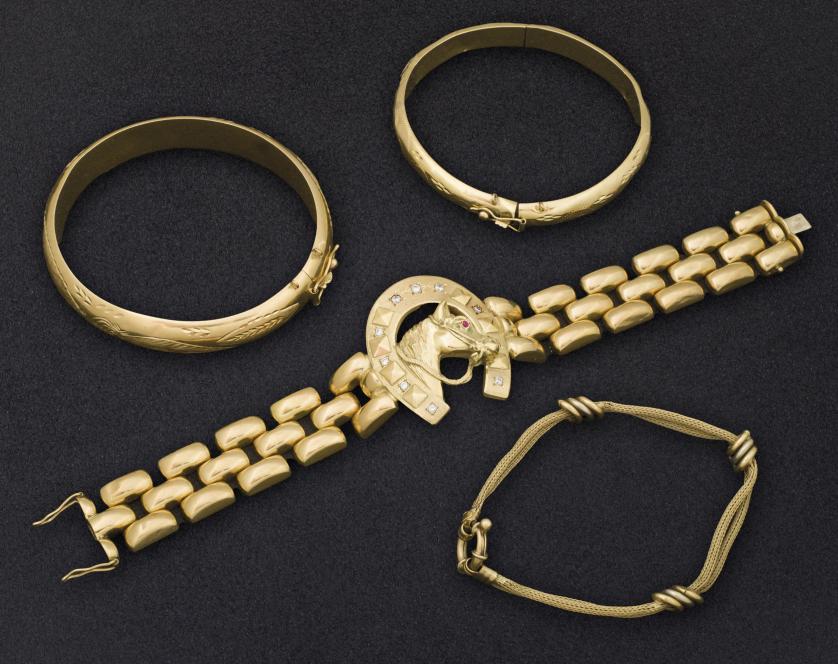 Various gold bracelets