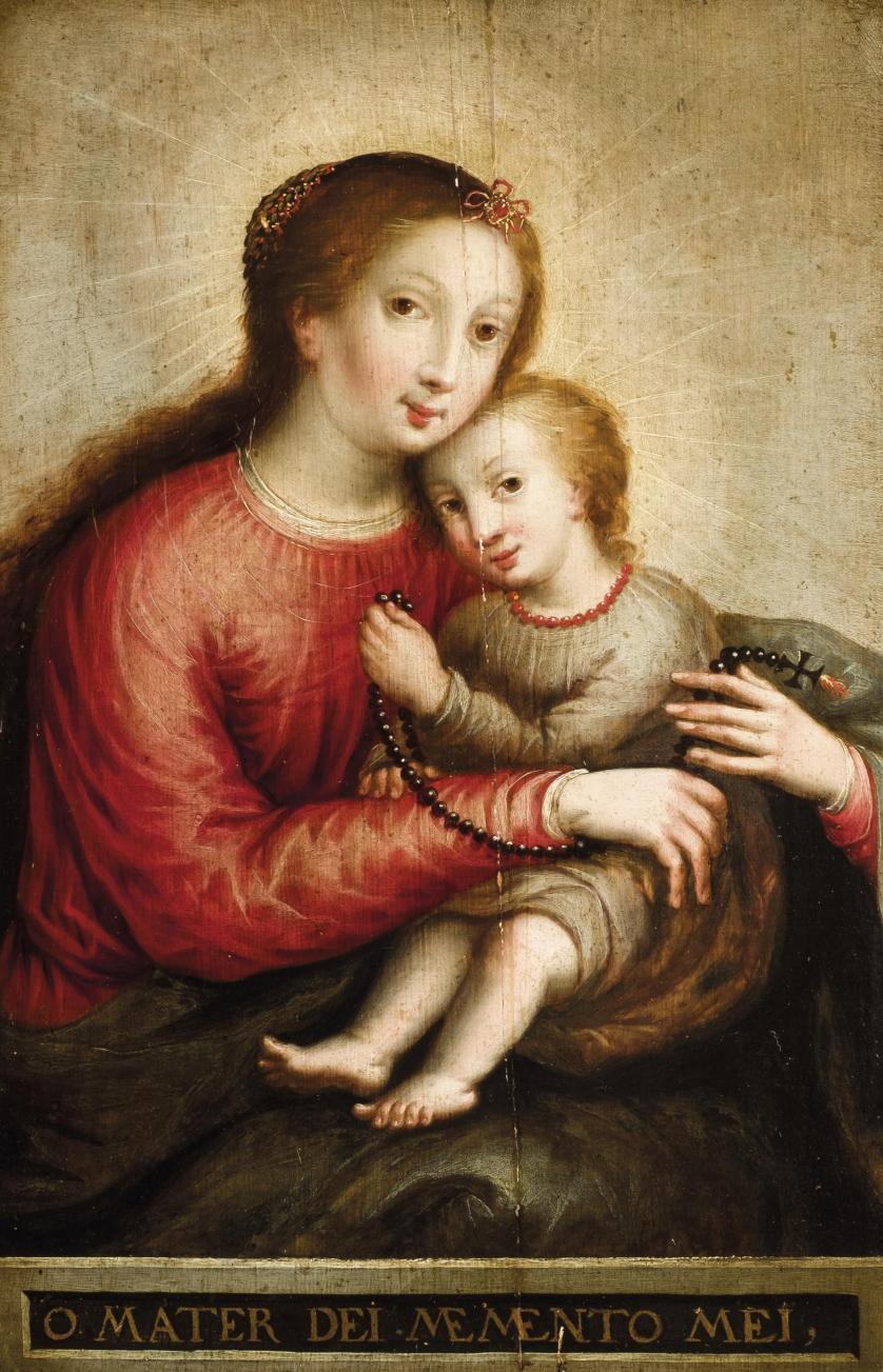 16th C. Spanish-Flemish School. Virgin with Child