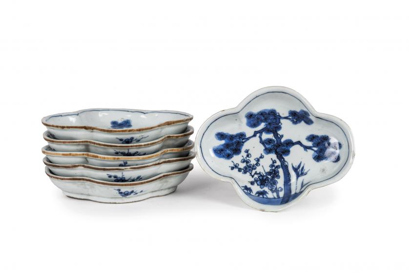Seis recipientes porcelana china S. XVIII