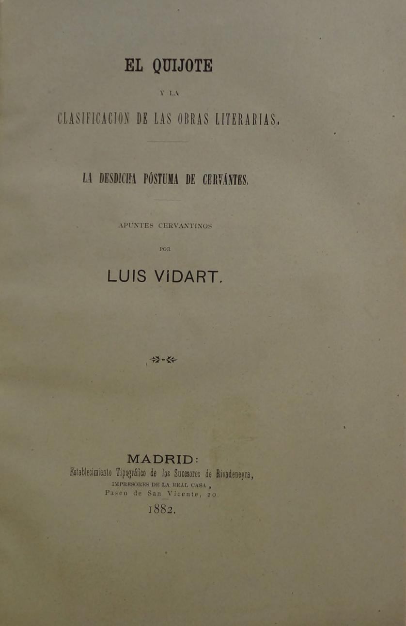 El Quijote y clasificiación de obras literarias