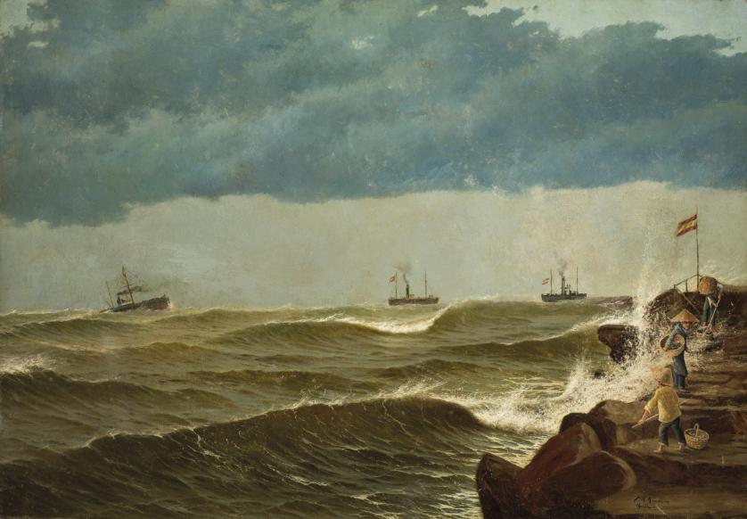 Jose María Asunción. Pescadores mirando tempestad