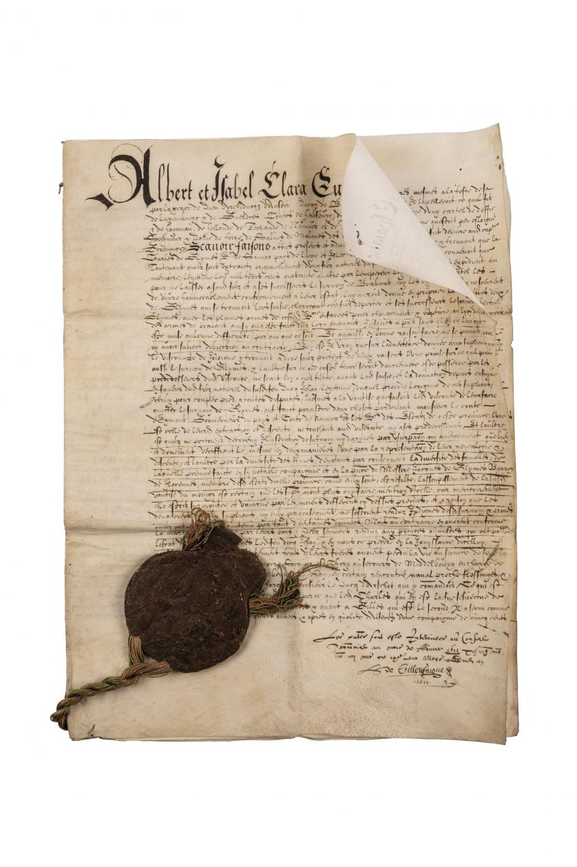 Guerra de Flandes. Manuscrito sobre pergamino