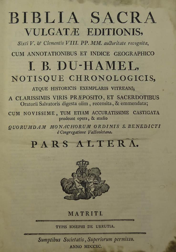 DU-HAMEL Biblia Sacra Vulgatae editionis