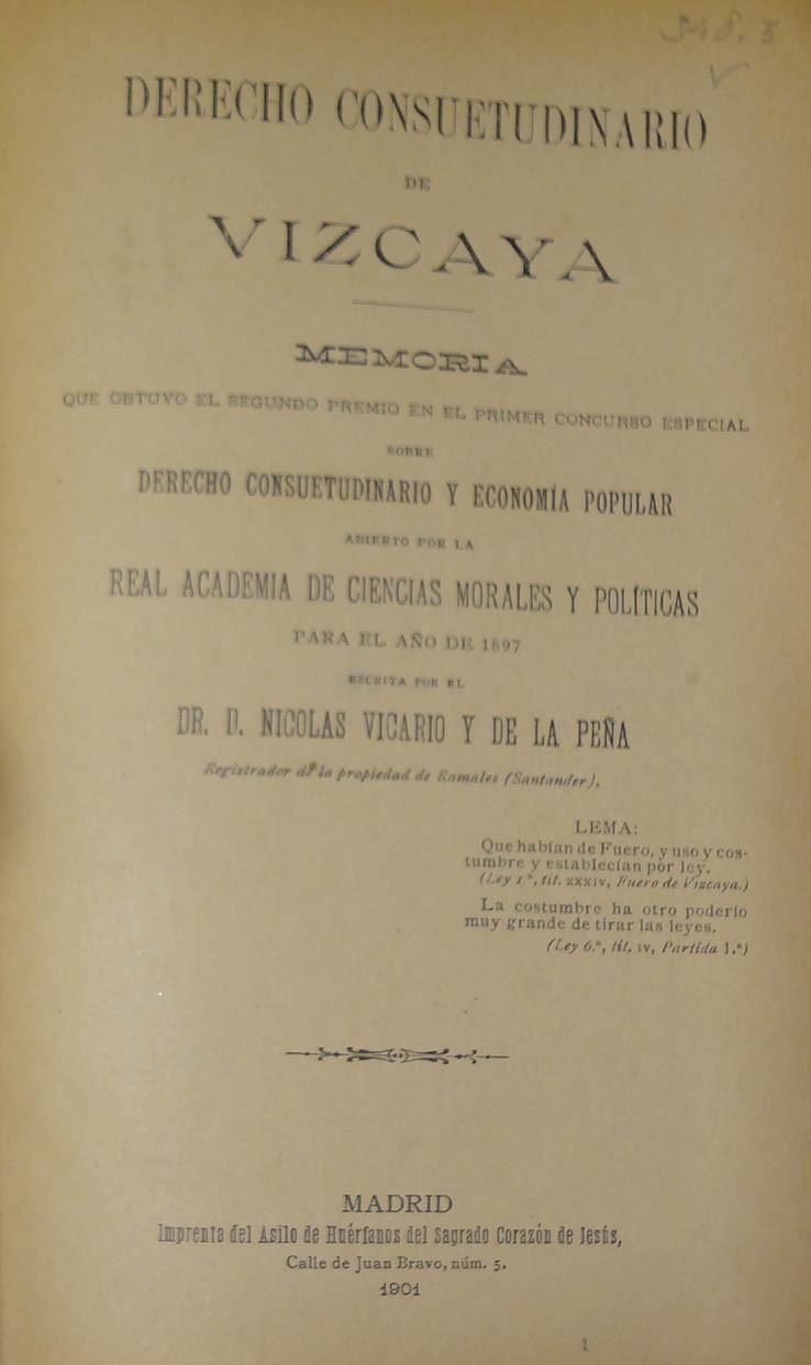 VICAR Customary law of Vizcaya