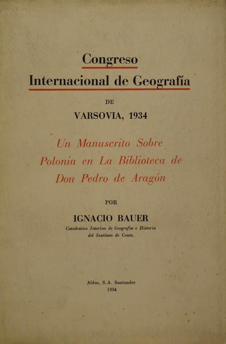 BAUER Congreso Internacional de Geografía 1934