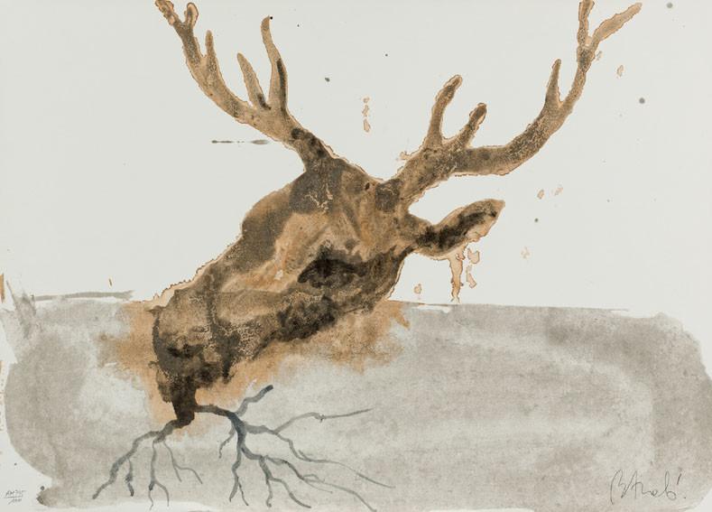 Miquel Barceló. Cabeza de ciervo con raíces