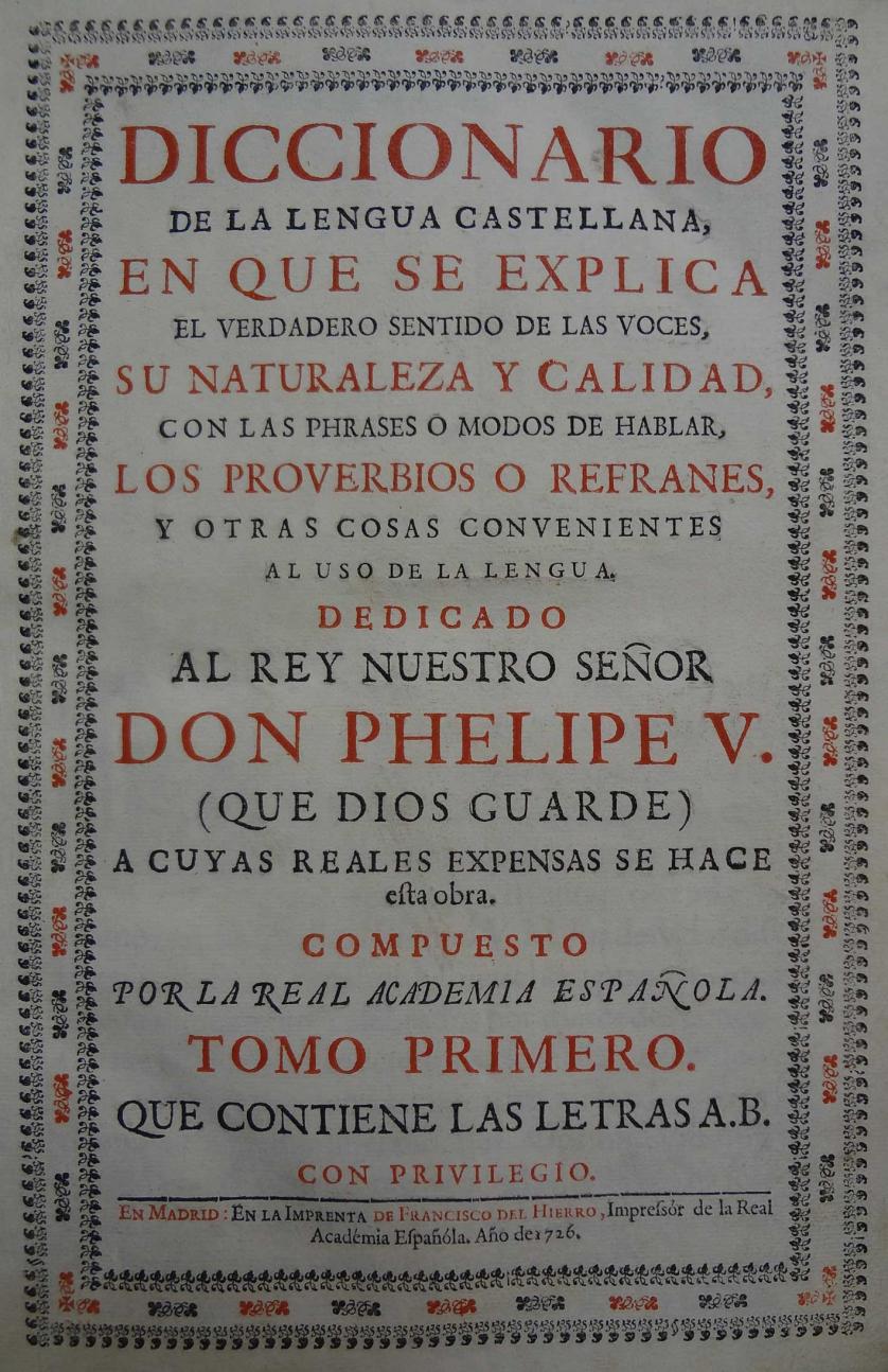 Diccionario de la Lengua Castellana. 6 vols.
