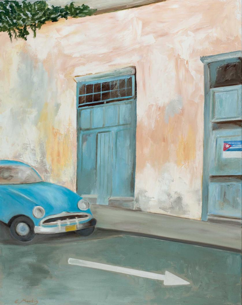 Carmela Martín. Calla de La Habana con coche azul
