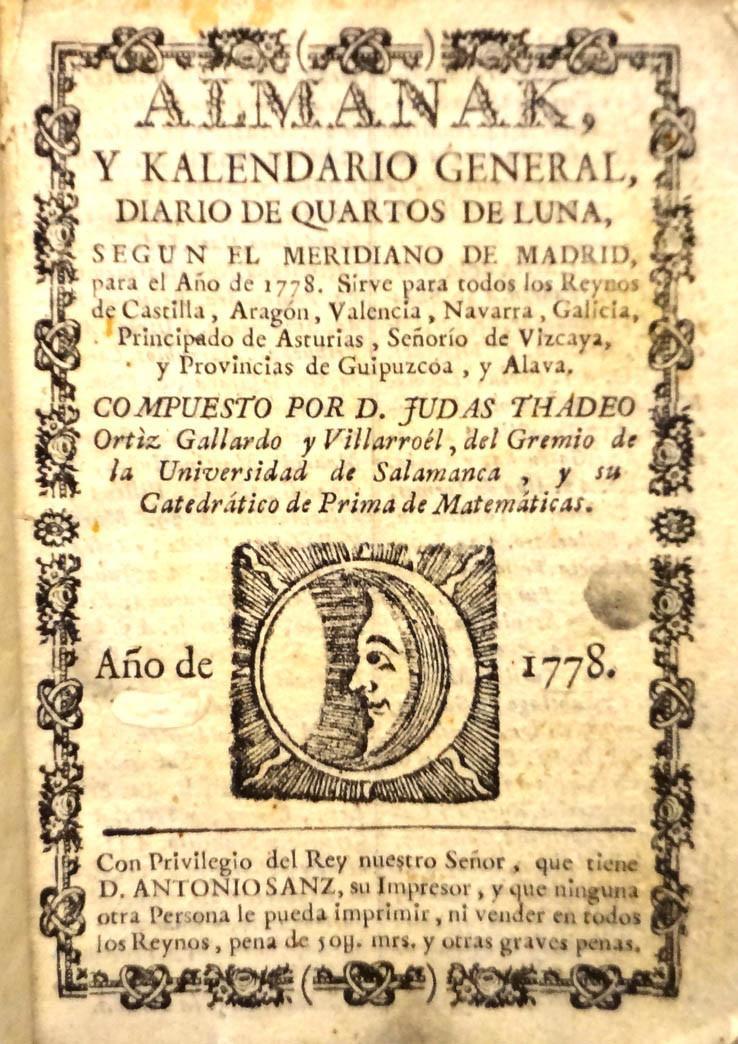 Ortiz Gallardo. Almanak y kalendario general