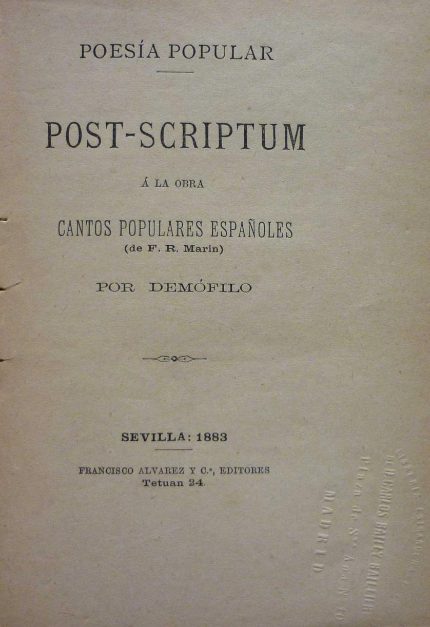 Demophilus. Post-scriptum to popular songs