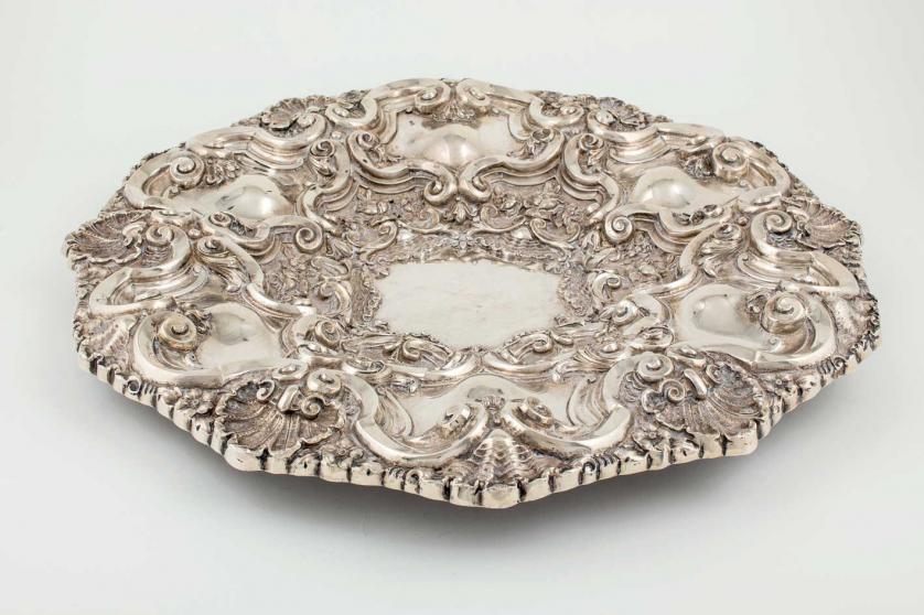 Portuguese silver decorative tray