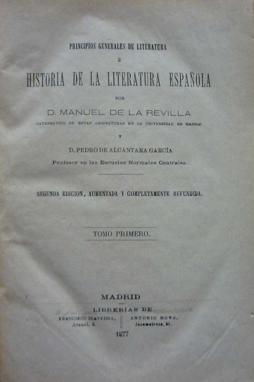 Revilla. Historia de la literatura española