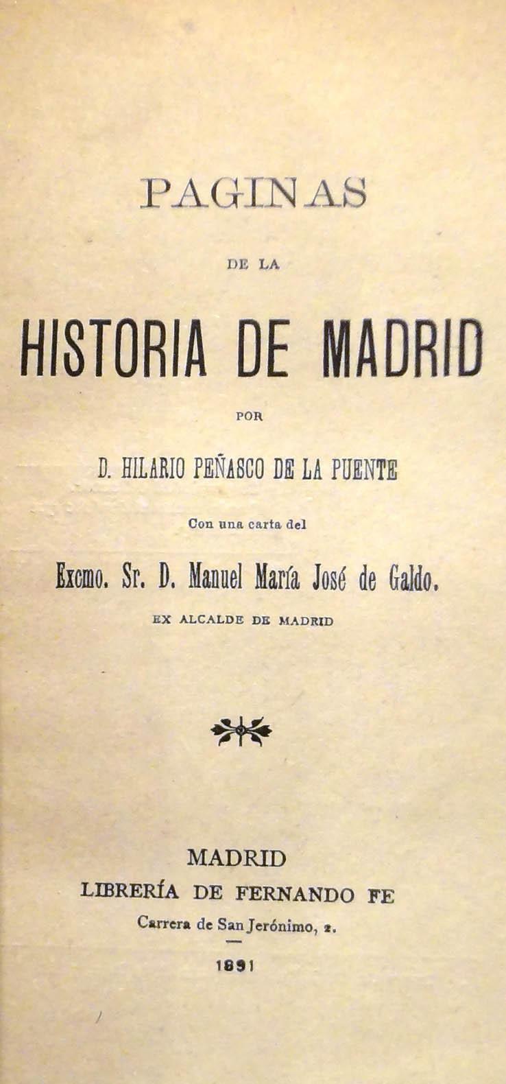 Peñasco de la Puente. Historia de Madrid