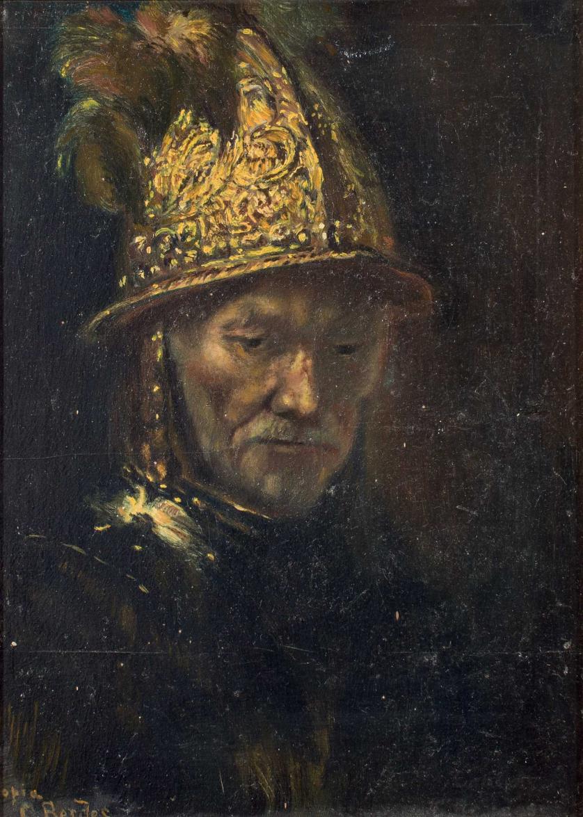 *C. Berdes. Soldier portrait. Rembrandt copy