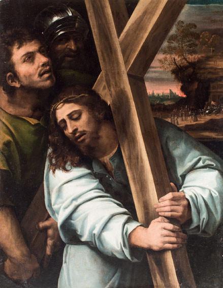 Atrib.a Sebastiano del Piombo. Cristo con cruz