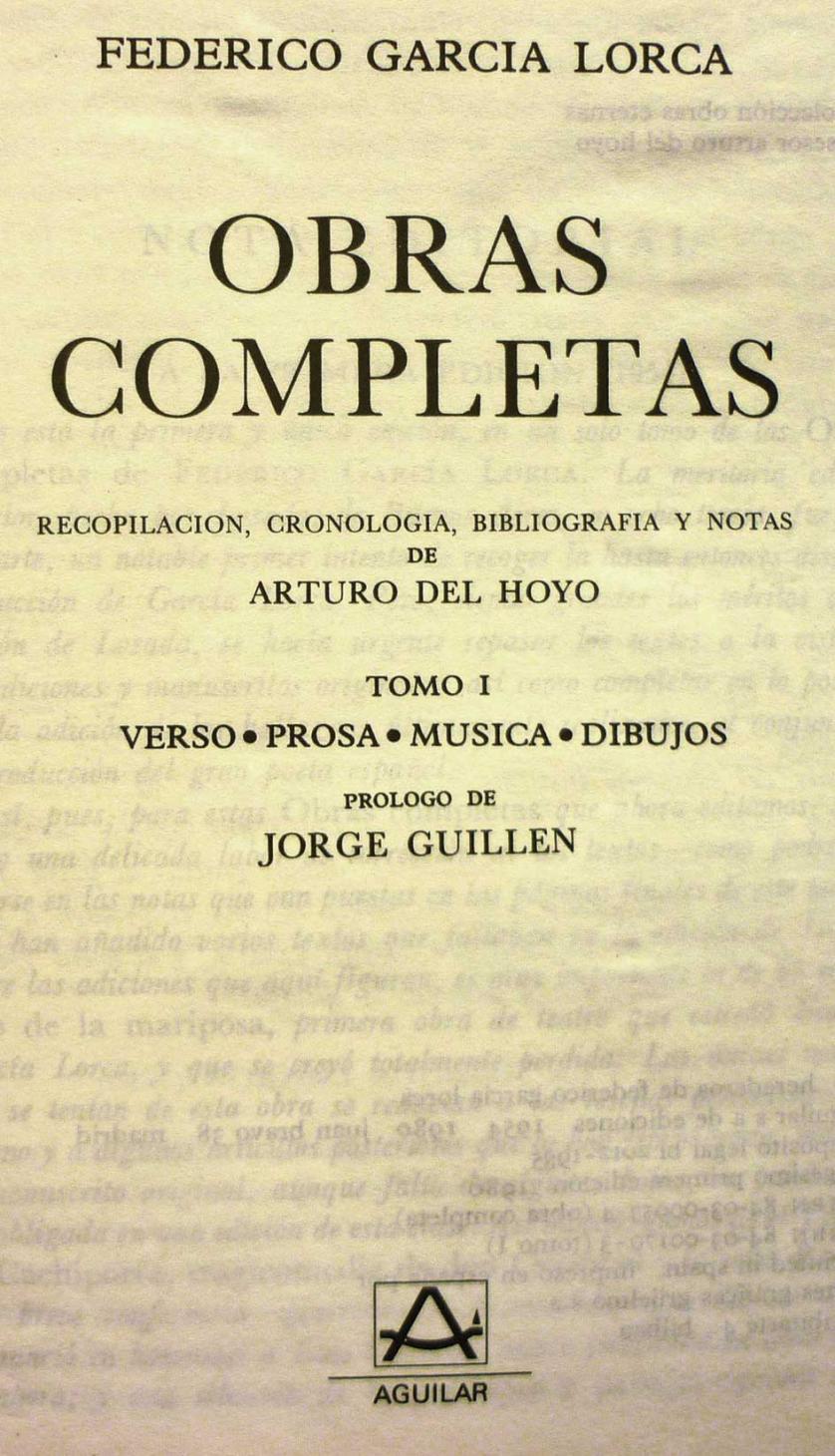 Garcia Lorca. Complete works. aguilar