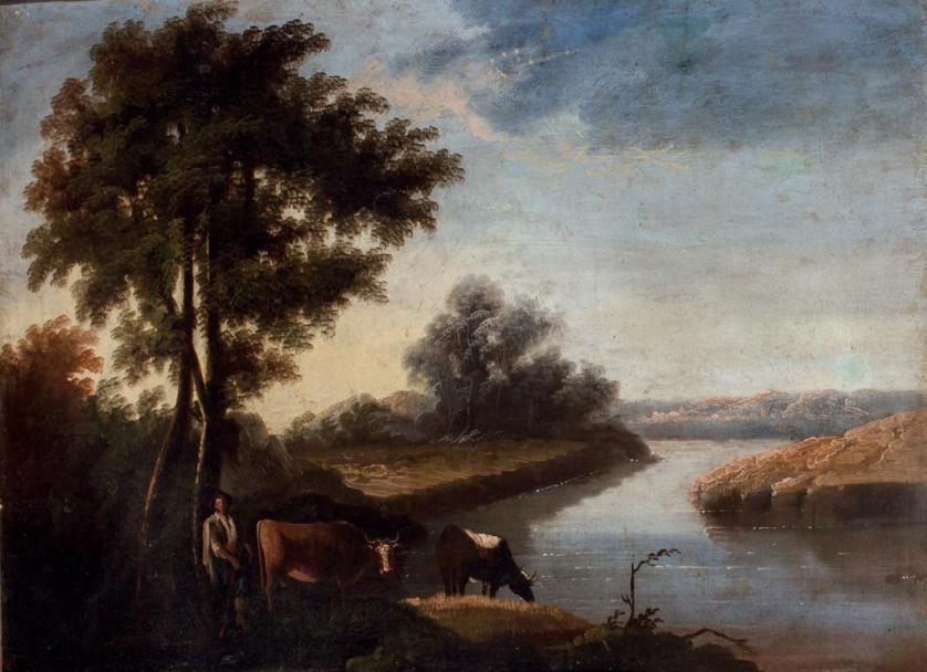 English School. Landscape with cows